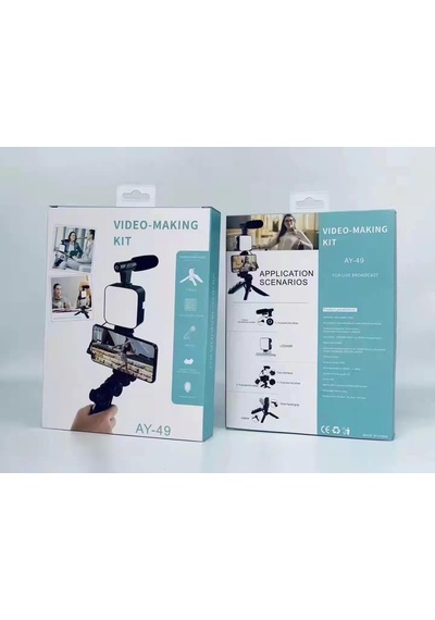 Hpytech Profesyonel Telefon Çekim Seti Tripod + Led Işık + Mikrofon Vlog, Youtube, Tiktok, Instagram Uyumlu