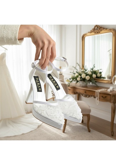Dabab Shoes Pearly Beyaz Kadın Platformlu 11cm Topuklu İncili Bilekten Bantlı Abiye Gelin Düğün Ayakkabısı Dabab Shoes Pearly Beyaz Kadın Platformlu 11cm Topuklu İncili Bilekten Bantlı Abiye Gelin Düğün Ayakkabısı