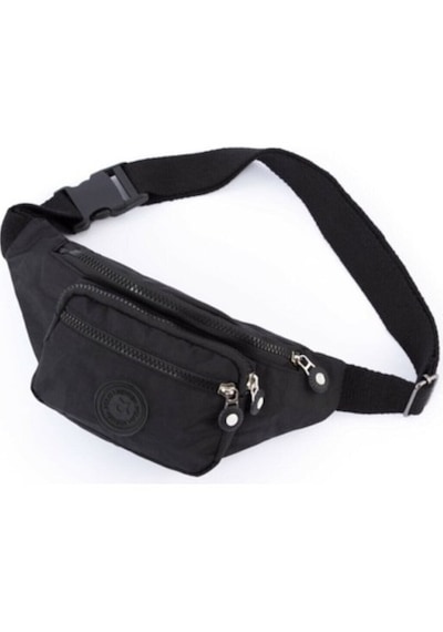 Newish Polo Krinkıl Kumaş Bel Ve Omuz Çantası-free Bag Siyah