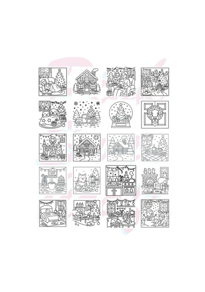 Yılbaşı Cozy Holiday Scenes Bold And Easy 20x20 Cm Büyük Boyama Kitabı, Çocuklar Yetişkinler