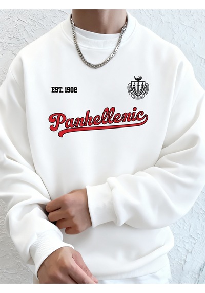 Startmore Startmorepanhellenic Est 1902 Yaratıcı Mektup Baskılı Koşu Sonbahar Polar Kapşonlu Erkek Günlük Temel Beyaz