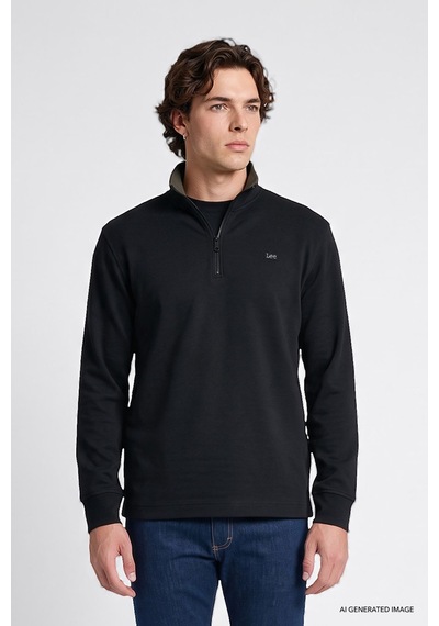Lee Erkek Pamuklu Regular Fit Yarım Fermuar Antrasit Sweatshirt-l2620159