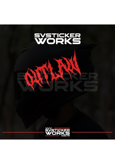 Outlaw Yazılı Kask Sticker Tüm Kasklar Uyumlu Tek Yön 1 Adet Kırmızı