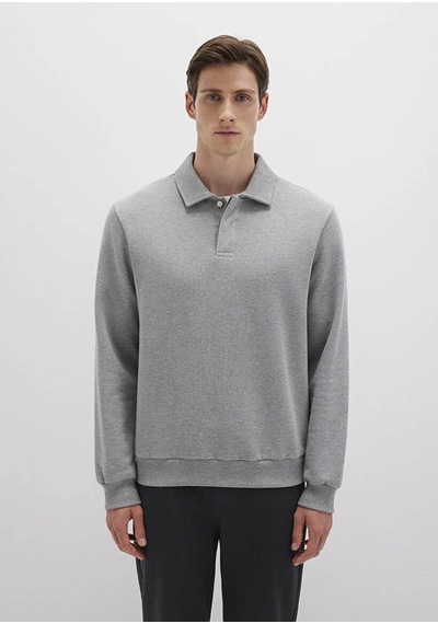 Mavi Polo Yaka Gri Erkek Sweatshirt M0s10420-80018 Gri