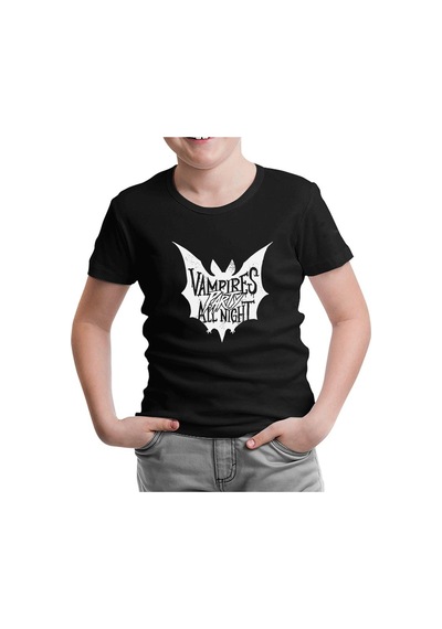 Lord Tshirt Cadılar Bayramı - Vampir Gece Partisi Siyah Çocuk Tshirt 001