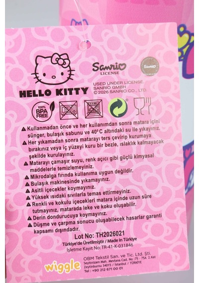 X Dekomus Lisanslı Hello Kitty Love Shine Collection 600 Ml Çift Fonksiyon Kapaklı Çelik Matara Altın