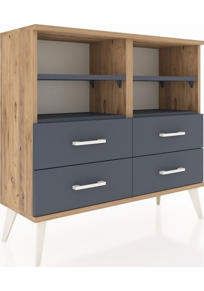 Arges Şifonyer 4 Raflı 4 Çekmeceli 88x30x80 Çam-antrasit Antrasit Arges Şifonyer 4 Raflı 4 Çekmeceli 88x30x80 Çam-antrasit Antrasit
