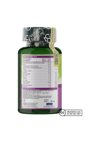 Natures Supreme Hair Skin Nails 60 Tablet Aromasız