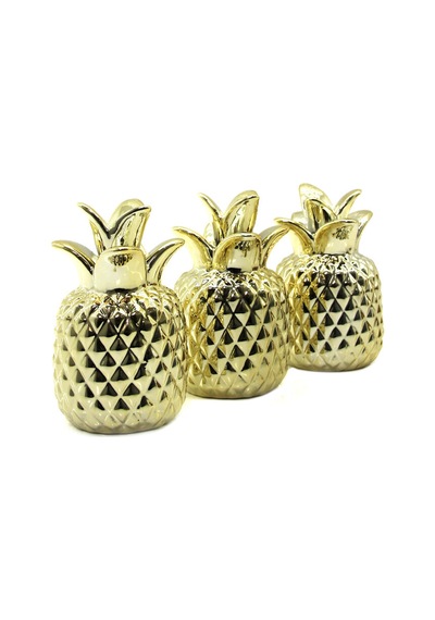 Ananas Tasarımlı Biblo - Mini Boy - Seramik - Parlak Altın - Dek