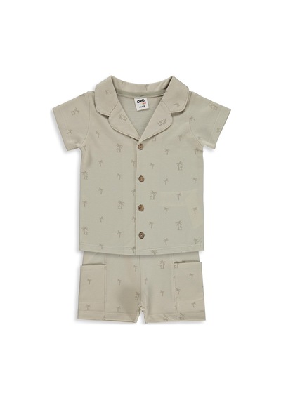 Civil Baby Palmiye Empirmeli 6-18 Ay Takım - Bej Vizon