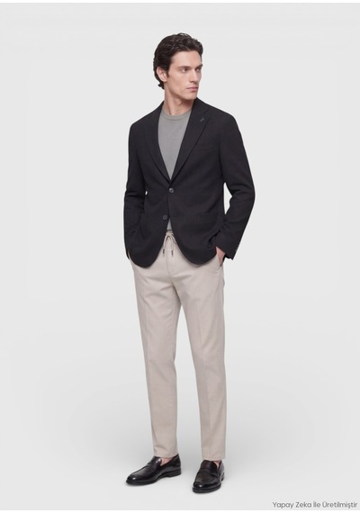 Ramsey Siyah Shirt Shoulder Slim Fit %100 Pamuk Örme Ceket