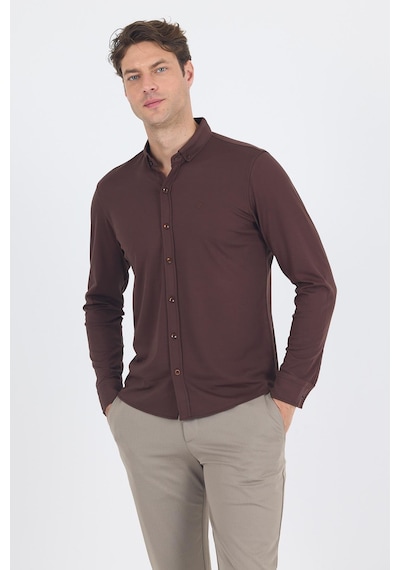 İmza Koyu Kahverengi İtalyan Düğmeli Yaka Uzunkol Cepsiz Slim Fit Gömlek 1004250254 Koyu Kahverengi İmza Koyu Kahverengi İtalyan Düğmeli Yaka Uzunkol Cepsiz Slim Fit Gömlek 1004250254 Koyu Kahverengi