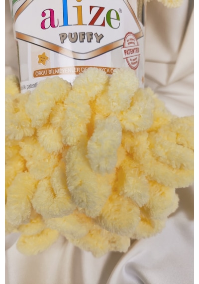 Puffy Açık Sarı El Örgü İpi 100gr. 9mt. 5'li Paket - Renk: 13