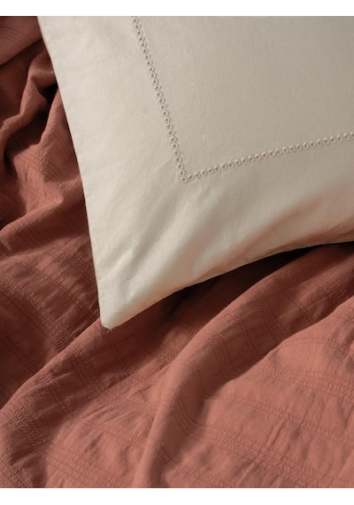Cotton Box Çift Kişilik Yatak Örtülü Pike Takımı Natura Vilo Kiremit Çok Renkli