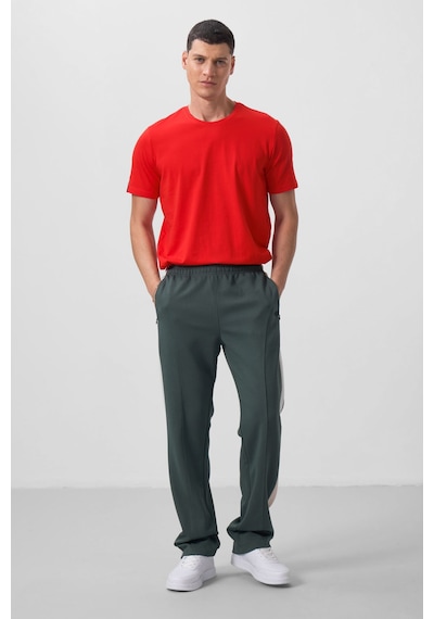 Tommylife Haki Yüzeyi Dokulu Standart Fit Palazzo Erkek Pantolon - 82171 Haki