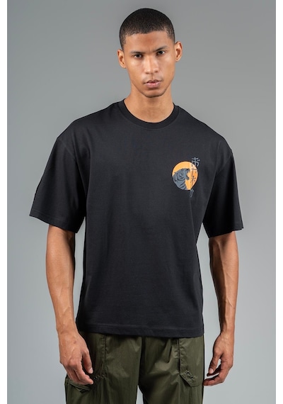 Maraton Sportswear Oversize Erkek Bisiklet Yaka Kısa Kol Basic Siyah T-shirt 23243-siyah