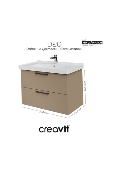 Creavit D20 80 Cm İki Çekmeceli Lav. Dolabı Dafne Melamin Demonte Dafne Creavit D20 80 Cm İki Çekmeceli Lav. Dolabı Dafne Melamin Demonte Dafne