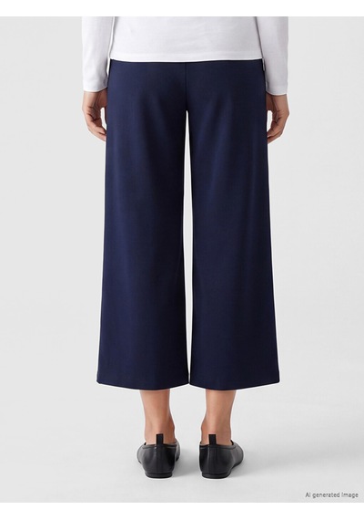 Lcwaıkıkı Classic Lacivert Beli Lastikli Geniş Paça Kadın Pantolon