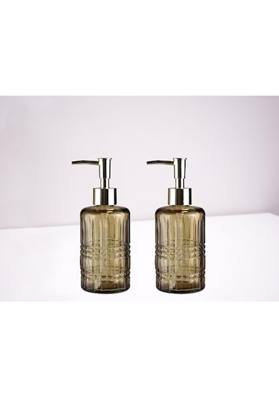 Cam Sıvı Sabunluk 2 Adet Kristal Desenli 300ml 6 8x17 6cm Genel