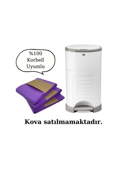 Budibu Korbell 16l Uyumlu Kirli Bebek Bezi Çöp Poşeti / Yerli Üretim / 3 Paket / 1500 Adet Bez Kapasiteli / Lavanta Diğer