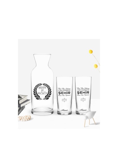 Kişiye Özel Renkli Baskılı Biz Bu Şehrin Tasarımlı İkili Rakı Bar