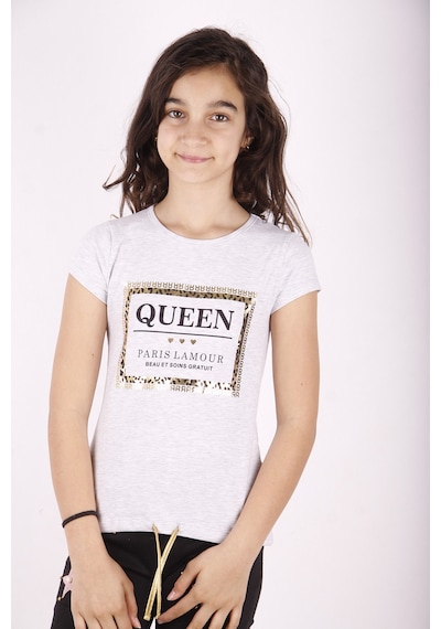 Toontoy Kids Toontoy Kız Çocuk Queen Varak Leoapar Baskılı Tişört Gri Melanj Toontoy Kids Toontoy Kız Çocuk Queen Varak Leoapar Baskılı Tişört Gri Melanj
