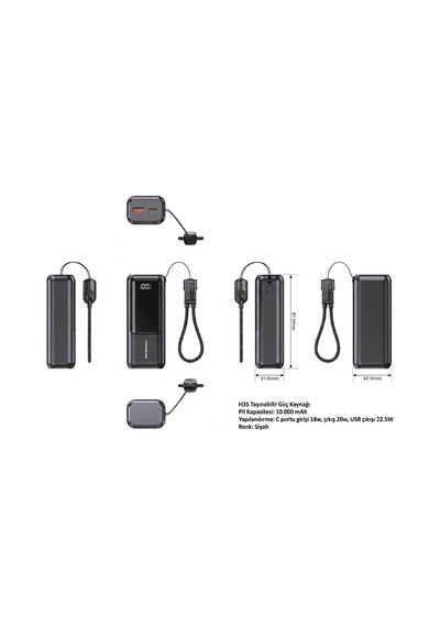 Powerbank 10000 Siyah