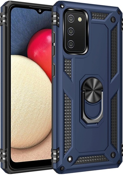 Samsung Uyumlu Galaxy A03s Uyumlu Kılıf Sofya Yüzüklü Silikon Kapak - Lacivert