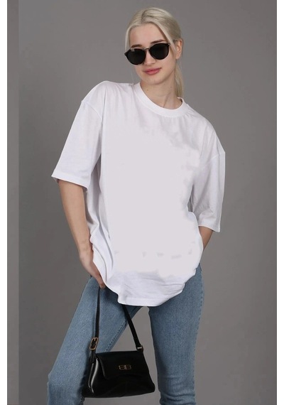 Startmore Göğüs Beach Baskılı Oversize Erkek T-shirt Beyaz