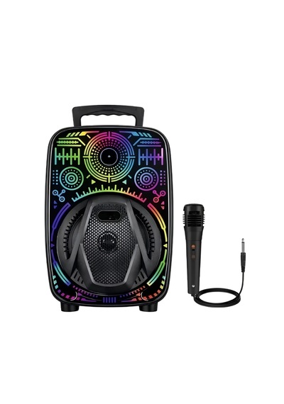 Mey İthalat 8 İnç Taşınabilir Karaoke Hoparlör Mikrofonlu Rgb Işıklı Bluetooth Speaker