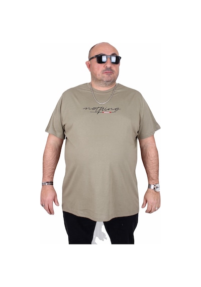 Moc Grande Mocgrande Erkek Büyük Beden Sıfır Yaka Tişört Nothing 25173 Hakı Haki
