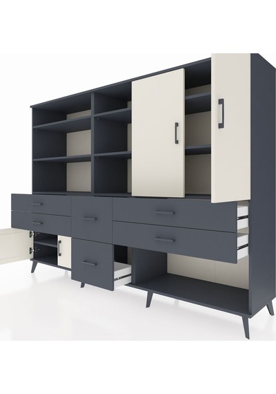 Hyperion Dolap 10 Raflı 6 Çekmeceli 4 Kapaklı 220x44x163 Antrasit Antrasit-aytaşı/antrasit Hyperion Dolap 10 Raflı 6 Çekmeceli 4 Kapaklı 220x44x163 Antrasit Antrasit-aytaşı/antrasit