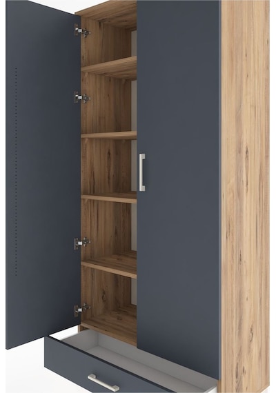 Hyperion Dolap 5 Raflı Tek Çekmeceli 2 Kapaklı 88x44x195 Çam-... Çam