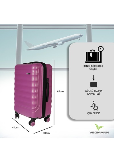 Vegmann Tartılı Scadel Violet Orta Boy Valiz Mor