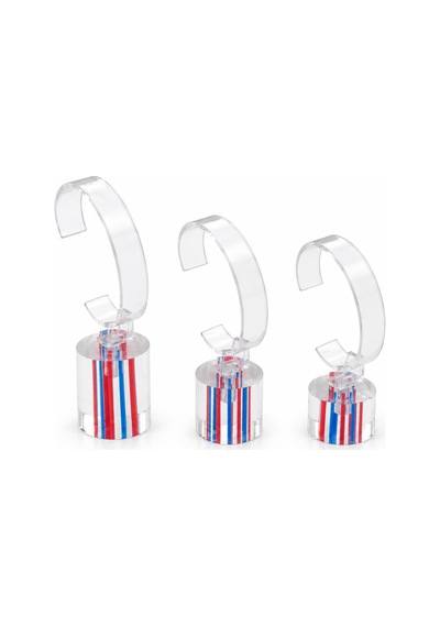 Saat Standı 3'lü Set Lazer Model Oval Mavi & Kırmızı Pleksi Kırmızı - Mavi