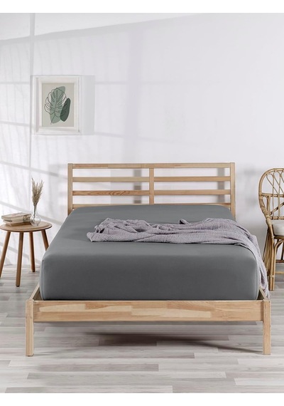 The Berb %100 Pamuklu Tek/çift Kişilik Lastikli Penye Çarşaf Fitted Jersey Gri, 120x200 Genel
