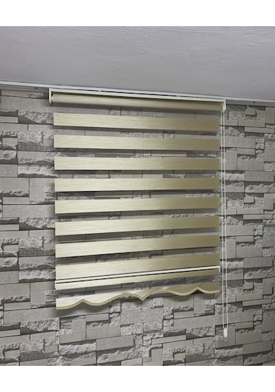 Krem Renk Bambu Zebra Perde (Etekli)