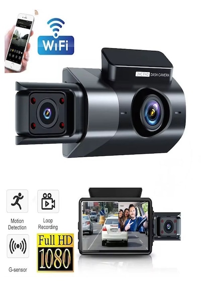 Wi-fi 1080p Araç İçi Kamera 5mp, 170 Açı, Araba Kamerası G-sensör, Döngü Kayıt, 150mah Batarya