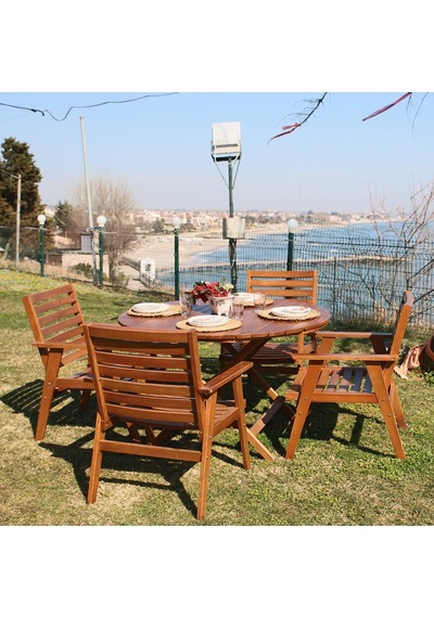 Heybeli Ahşap Katlanabilir Bahçe Seti: 120Lik Masa + 4 Sandalye Heybeli Ahşap Katlanabilir Bahçe Seti: 120Lik Masa + 4 Sandalye