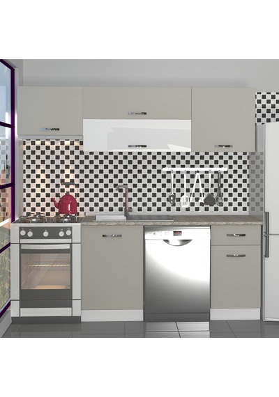 Decoraktiv Elite 220 Mdf Hazır Mutfak Dolabı - Tezgah Dahil - Kumtaşı Kum Beji