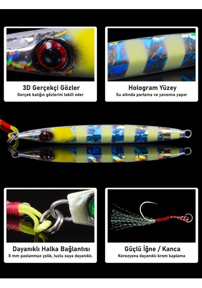 Jig, Zoka, Suni Yem, Glow Uv Metal Jig, 40gr 10cm Razor 40
