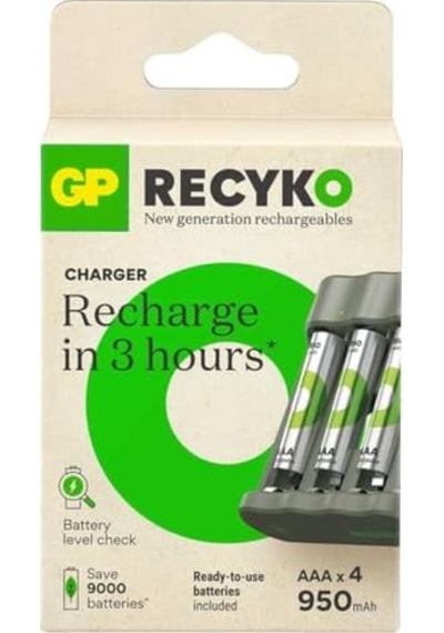 Gp B441 Usb Pil Şarj Cihazı 4 Adet 950mah Aaa İnce Pilli Set
