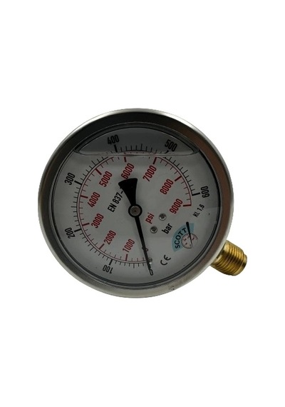 Ø 100 - 0 - 600 Bar 1/2 Gliserinli Alttan Çıkışlı Manometre