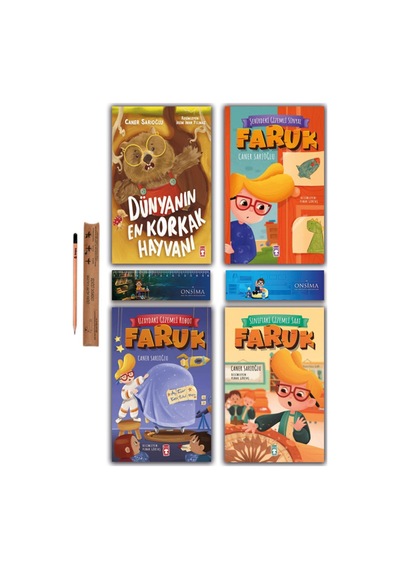 Timaş Çocuk Faruk Serisi - Uzaydaki Gizemli Robot - Sınıftaki Gizemli Saat - Dünyanın En Korkak Hayvanı Set