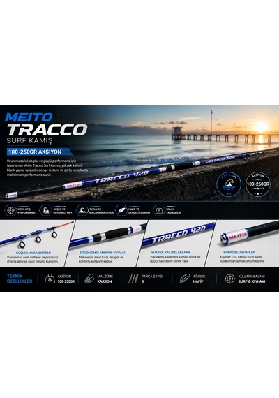 Meito Tracco Surf Kamış 390cm 100-250gr