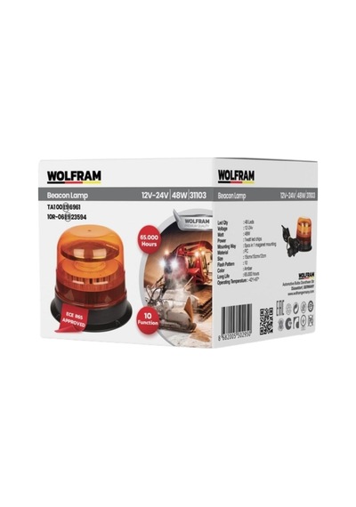 Led Tepe Döner İkaz Lambası Cıvata+vantuz Ve Mıknatıs Bağlantılı 10 Fonksiyon 12/24v E-belgeli 48w