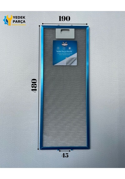 En 190mm Boy 480mm Arka Tırnak Arası 45mm Aspratör Filtresi