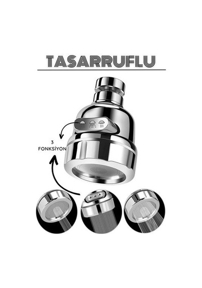 3 Fonksiyonlu Tasarruflu Musluk Başlığı Krom 715305