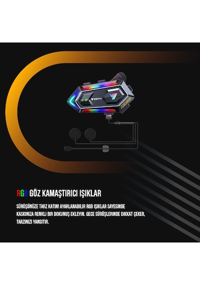 Y20 Max Motorsiklet Intercom Su Geçirmez Kask 2 Kişi Telsiz Bağlantılı Intercom Rgb Intercom