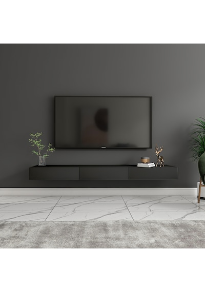 Avalon 3 Kapaklı Duvara Monte Tv Sehpası 140 Cm, Modern Minimal Tasarım, Tv Ünitesi - Antrasit Antrasit Avalon 3 Kapaklı Duvara Monte Tv Sehpası 140 Cm, Modern Minimal Tasarım, Tv Ünitesi - Antrasit Antrasit